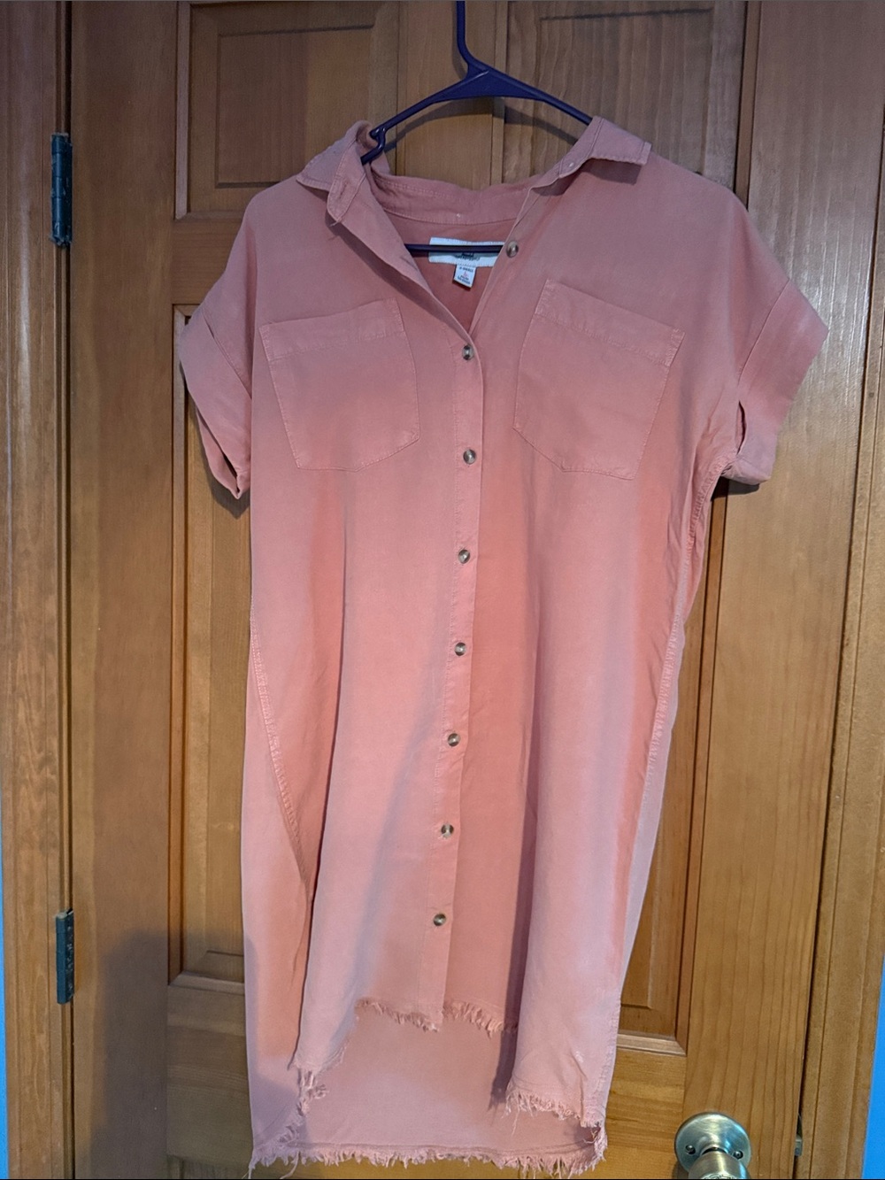 Thread & Supply Dusty Peach Button-Front Shirt Dress